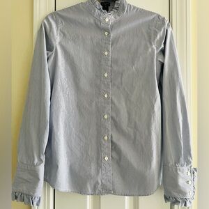 J. Crew Factory Blue and White Striped Button Down Shirt